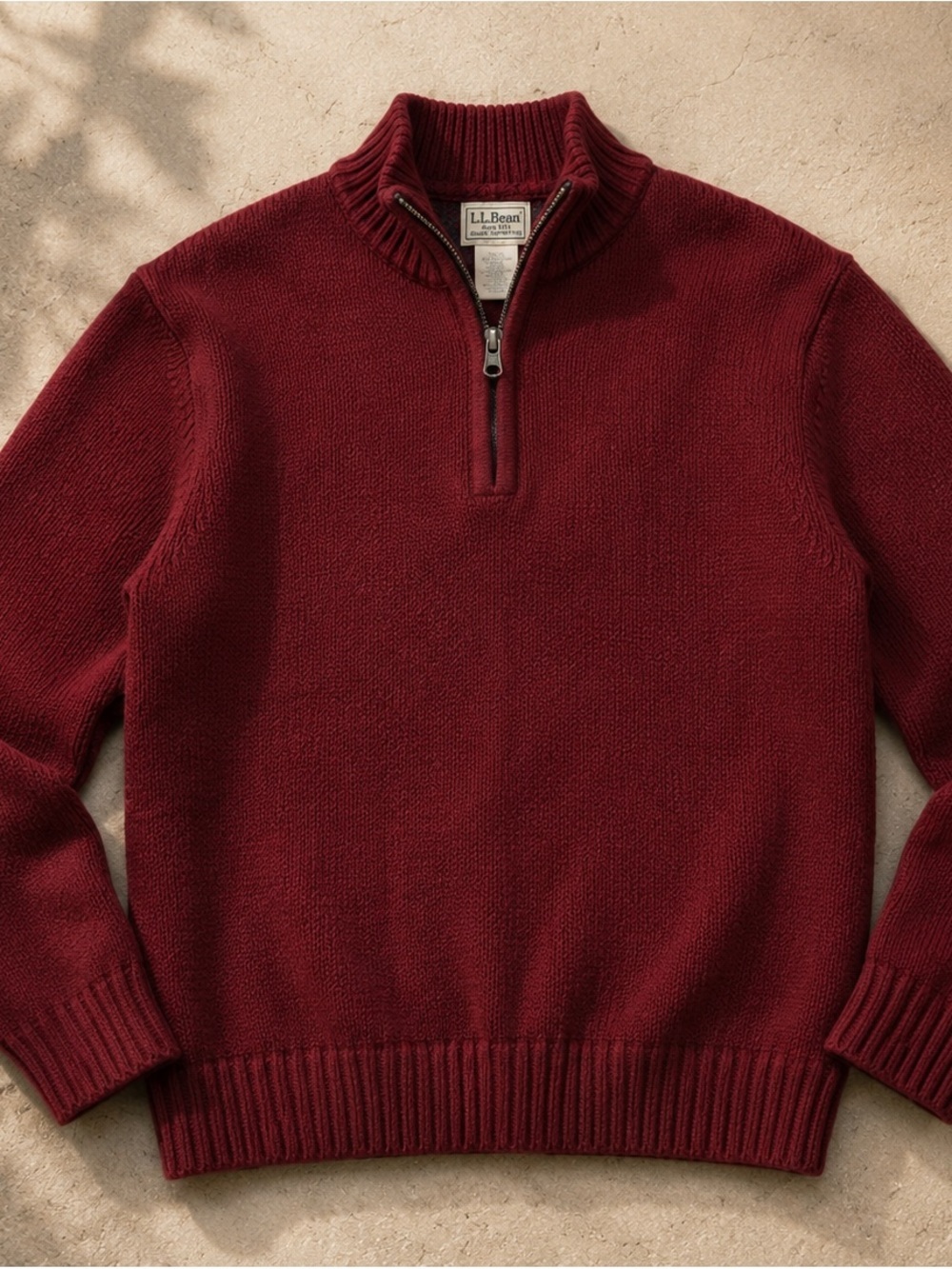 Men's L.L.Bean 100% Cotton Quarter Zip Sweater Size
Large Thick Knit Pullover